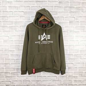 Alpha Industries Men's Fleece Hooded Sweatshirt in olive green size Medium
